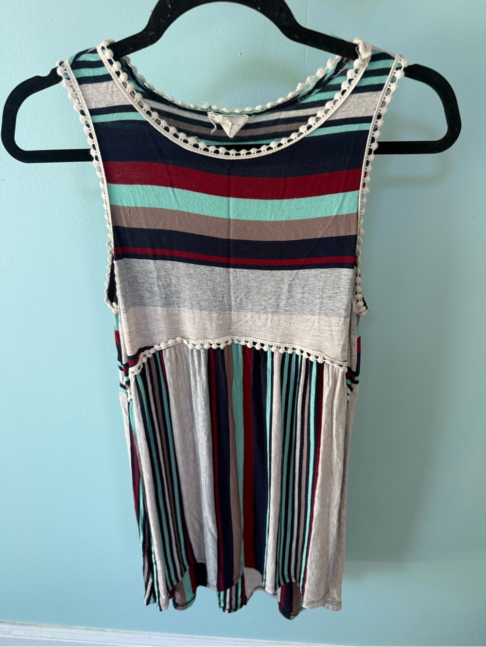 143 Story By Lineup Striped Crochet Trim Sleeveless Tank Dress - Multicolor